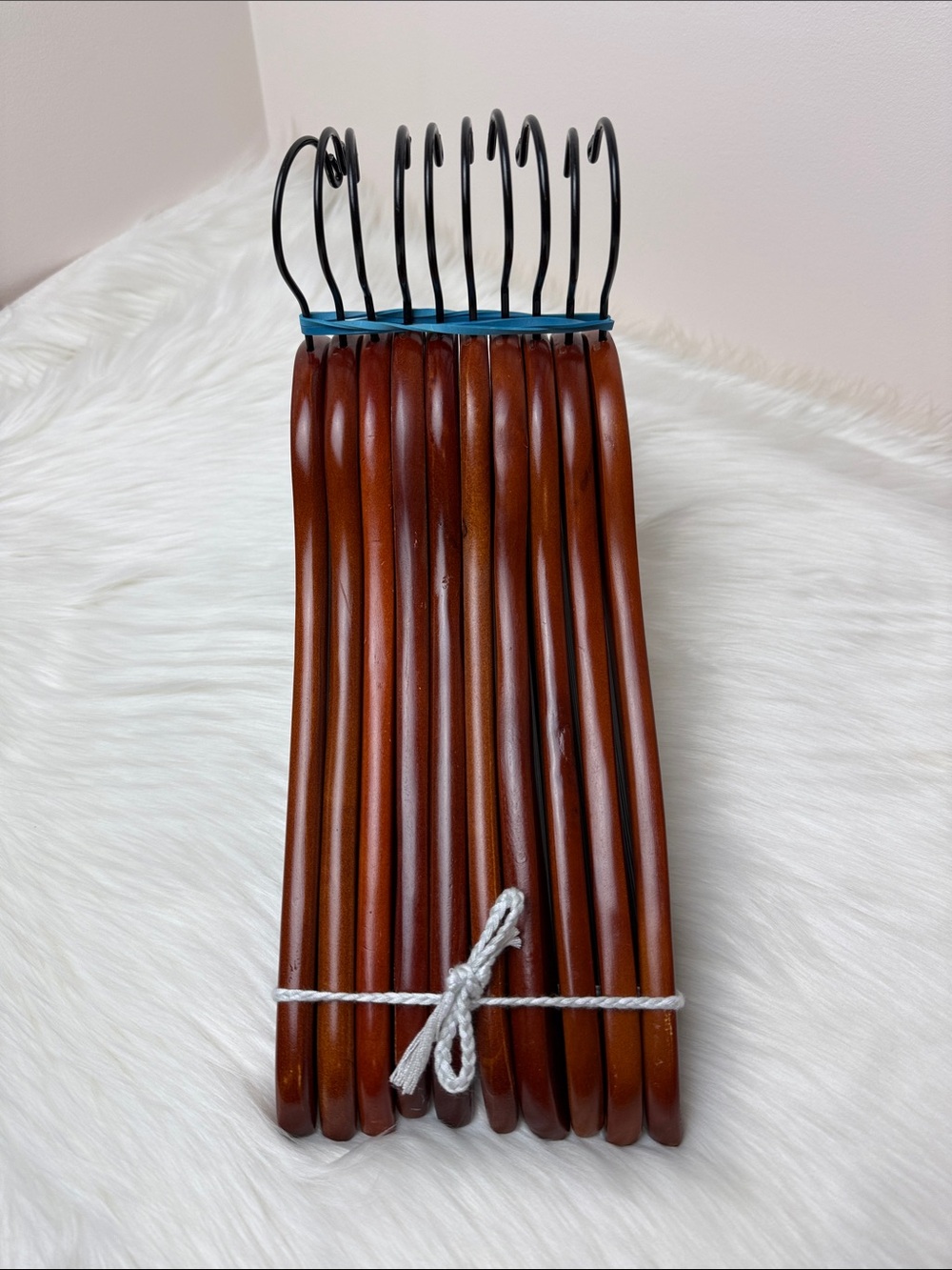 Brookstone Premium Wooden Hangers with Bar in Mahogany  - Set of 10